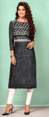 Black Rayon Long Kurtis 1