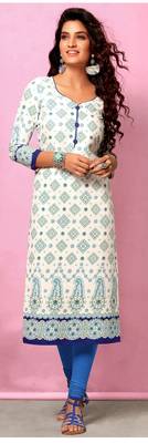 White Rayon Long Kurtis 1