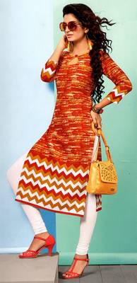 Red Rayon Long Kurtis 1