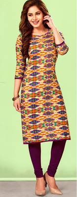 Yellow Rayon Long Kurtis 1