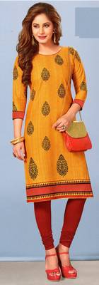 Orange Rayon Long Kurtis 1