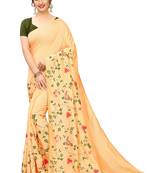 Light Orange Embriodered art silk Saree With Blouse Piece.