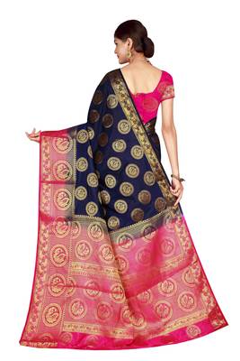 Multicolor woven cotton silk saree with blouse 2