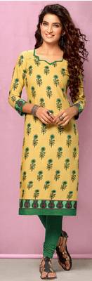Cream Rayon Long Kurtis 1