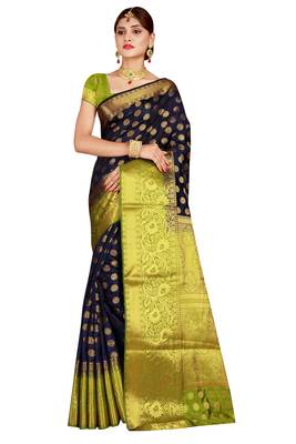 Multicolor woven cotton silk saree with blouse 1