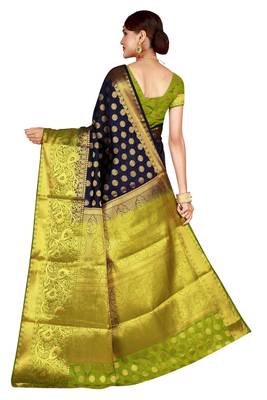Multicolor woven cotton silk saree with blouse 2