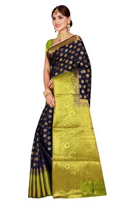 Multicolor woven cotton silk saree with blouse 3