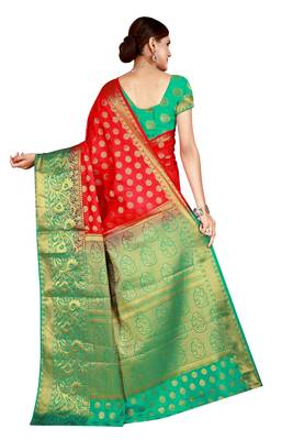 Multicolor woven cotton silk saree with blouse 2