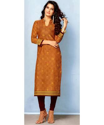 Brown Rayon Long Kurtis 1