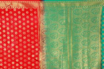 Multicolor woven cotton silk saree with blouse 5