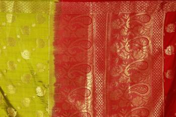 Multicolor woven cotton silk saree with blouse 5