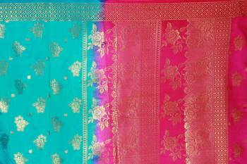 Multicolor woven cotton silk saree with blouse 5