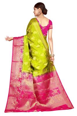 Multicolor woven cotton silk saree with blouse 2