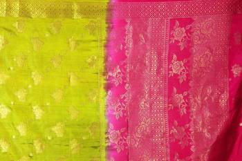 Multicolor woven cotton silk saree with blouse 5