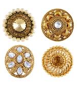 Traditional Party Wear Gold Plated Set Of 4 Finger Ring Combo For Women