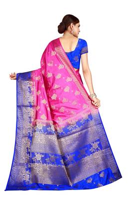 Multicolor woven cotton silk saree with blouse 2