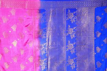 Multicolor woven cotton silk saree with blouse 5