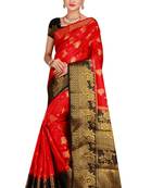 Multicolor woven cotton silk saree with blouse