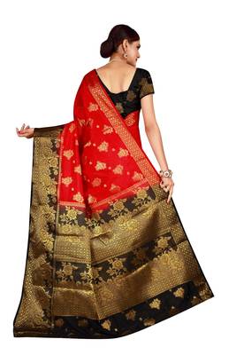 Multicolor woven cotton silk saree with blouse 2
