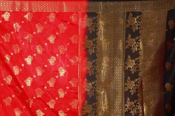 Multicolor woven cotton silk saree with blouse 5