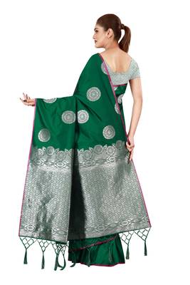 Multicolor woven cotton silk saree with blouse 2