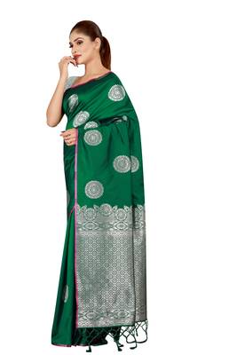 Multicolor woven cotton silk saree with blouse 3
