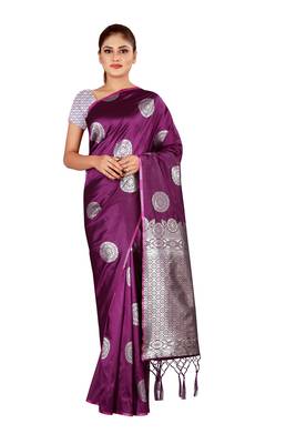 Multicolor woven cotton silk saree with blouse 1