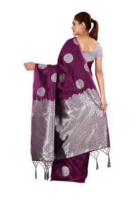 Multicolor woven cotton silk saree with blouse 2