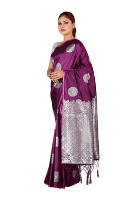 Multicolor woven cotton silk saree with blouse 3