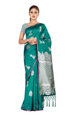 Multicolor woven cotton silk saree with blouse 1