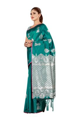 Multicolor woven cotton silk saree with blouse 2