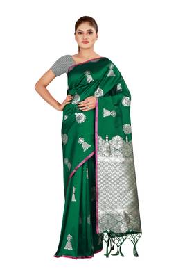 Multicolor woven cotton silk saree with blouse 1