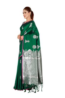 Multicolor woven cotton silk saree with blouse 3