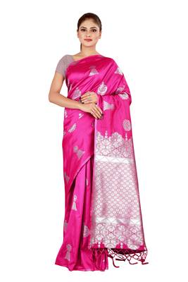 Multicolor woven cotton silk saree with blouse 1
