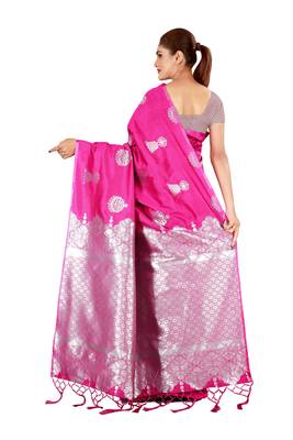 Multicolor woven cotton silk saree with blouse 2