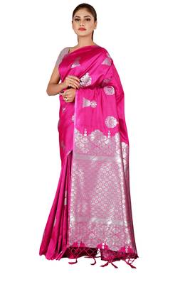 Multicolor woven cotton silk saree with blouse 3