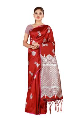Multicolor woven cotton silk saree with blouse 1