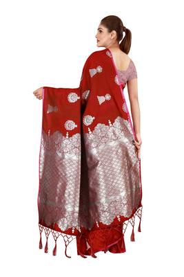 Multicolor woven cotton silk saree with blouse 2