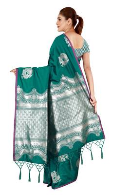 Multicolor woven cotton silk saree with blouse 2