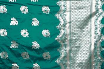 Multicolor woven cotton silk saree with blouse 5