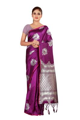 Multicolor woven cotton silk saree with blouse 1