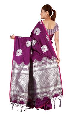 Multicolor woven cotton silk saree with blouse 2