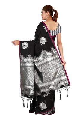 Multicolor woven cotton silk saree with blouse 2