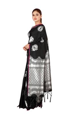 Multicolor woven cotton silk saree with blouse 3