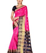 Multicolor woven cotton silk saree with blouse