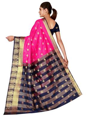 Multicolor woven cotton silk saree with blouse 2