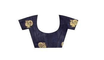 Multicolor woven cotton silk saree with blouse 4