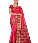 Multicolor woven cotton silk saree with blouse