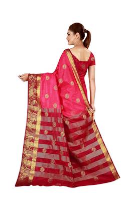 Multicolor woven cotton silk saree with blouse 2