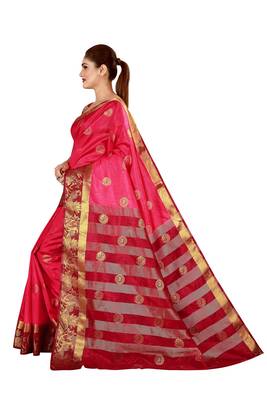 Multicolor woven cotton silk saree with blouse 3